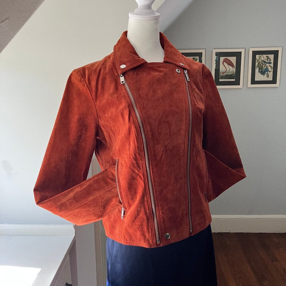 POP-cph, red-brown suede jacket, size S-M
